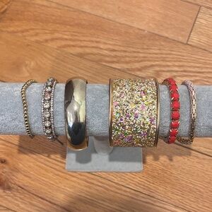 Elegant Gold and Red Bracelet Set